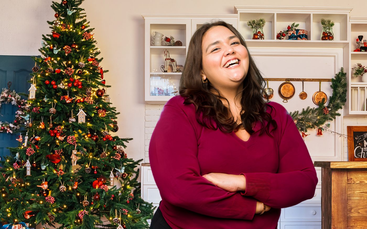 Kerst vieren na een maagverkleining - vrouw met kerstboom